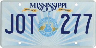 MS license plate JOT277