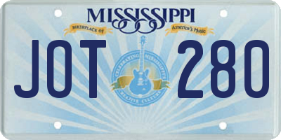 MS license plate JOT280