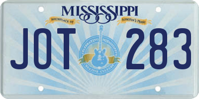 MS license plate JOT283