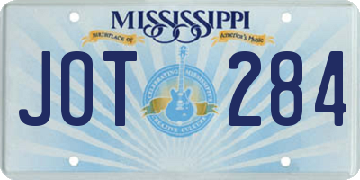 MS license plate JOT284
