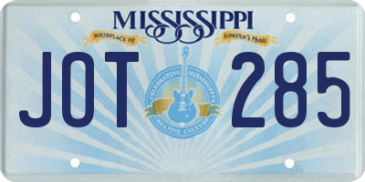 MS license plate JOT285