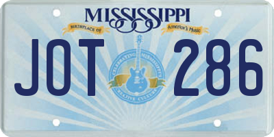 MS license plate JOT286