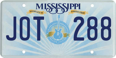 MS license plate JOT288