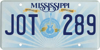MS license plate JOT289