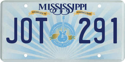 MS license plate JOT291