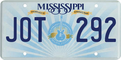 MS license plate JOT292