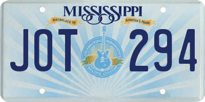 MS license plate JOT294