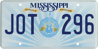MS license plate JOT296