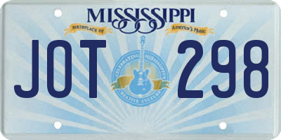 MS license plate JOT298