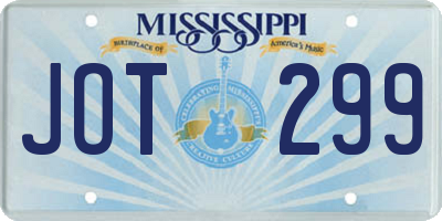 MS license plate JOT299