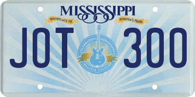 MS license plate JOT300