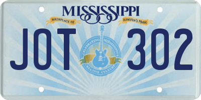 MS license plate JOT302