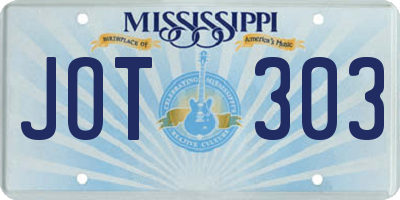 MS license plate JOT303