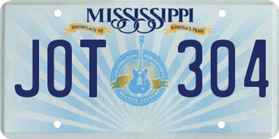 MS license plate JOT304
