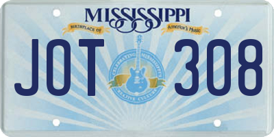 MS license plate JOT308