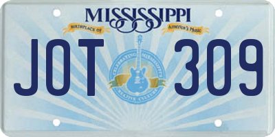 MS license plate JOT309