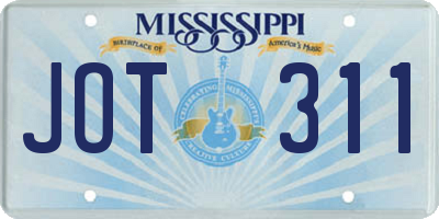 MS license plate JOT311