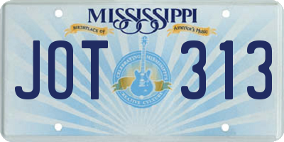 MS license plate JOT313