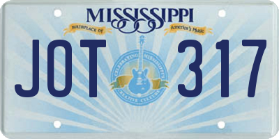 MS license plate JOT317