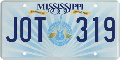 MS license plate JOT319