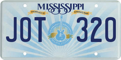 MS license plate JOT320