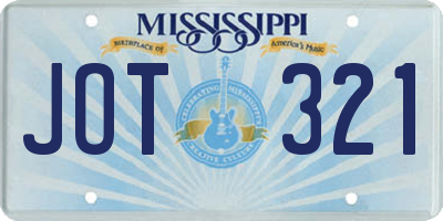 MS license plate JOT321