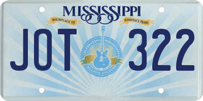 MS license plate JOT322