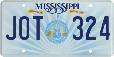 MS license plate JOT324