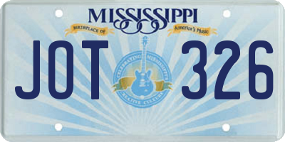 MS license plate JOT326