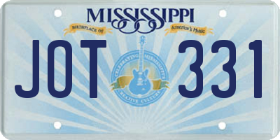 MS license plate JOT331