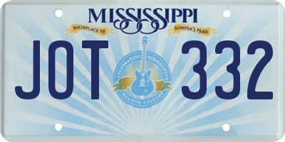 MS license plate JOT332