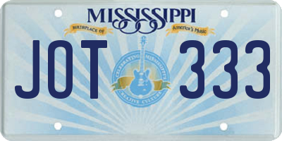MS license plate JOT333