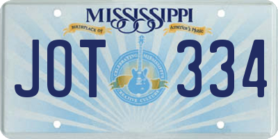 MS license plate JOT334