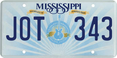 MS license plate JOT343