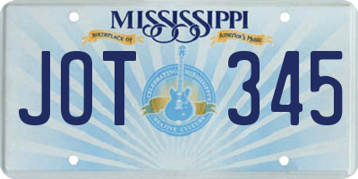 MS license plate JOT345