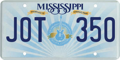 MS license plate JOT350