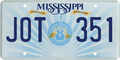 MS license plate JOT351