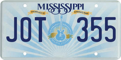 MS license plate JOT355