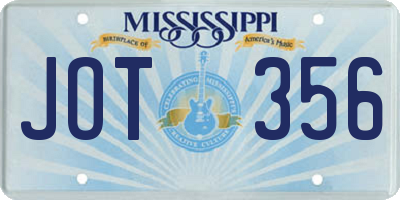 MS license plate JOT356