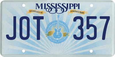 MS license plate JOT357