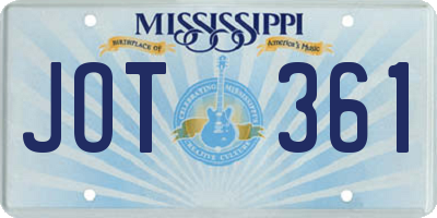 MS license plate JOT361