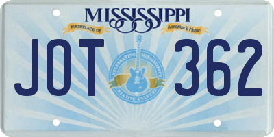 MS license plate JOT362