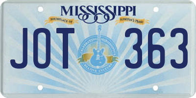 MS license plate JOT363