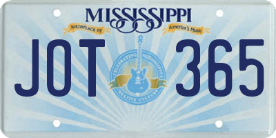 MS license plate JOT365