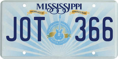 MS license plate JOT366
