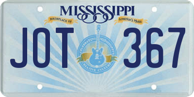 MS license plate JOT367
