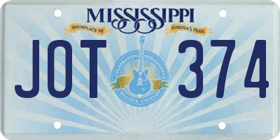 MS license plate JOT374