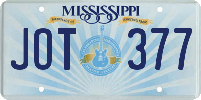 MS license plate JOT377