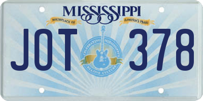 MS license plate JOT378