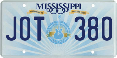 MS license plate JOT380